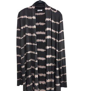 Made Medium Black & Tan Tie Dye Open Front Cardigan Long Length